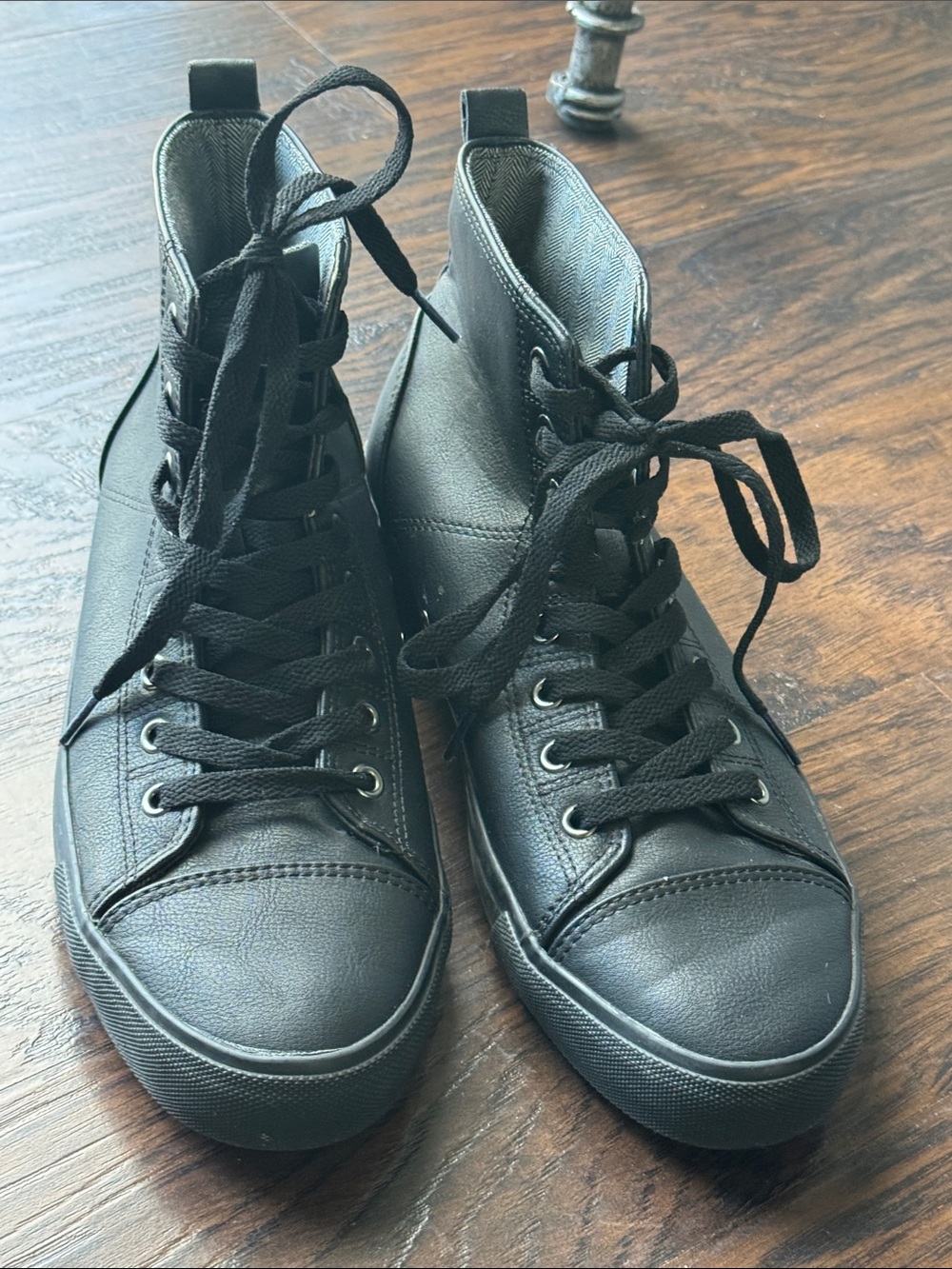 H&M Sleek Black on Black in Black High-Top Lace-Up Sneakers
